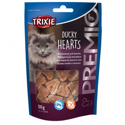 Лакомства для кошек Trixie 42705 Premio Ducky Hearts с утиными грудками и сайдой