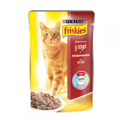 Friskies (пауч) Консервы для кошек кусочки в соусе с говядиной 100 гр